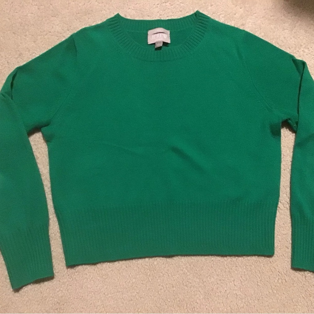 J Crew Cashmere Kelly Green Women's Cropped Sweater
